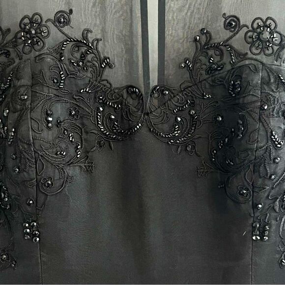 Ted Baker Embellished Silk Chiffon Dress Size 2 Black Fit&Flare Cocktail Formal - Picture 6 of 9